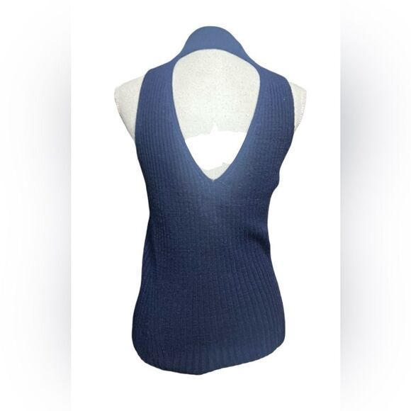 ELEVEN SIX Mae ribbed baby alpaca Sweater Tank in navy blue Size small - Picture 3 of 5